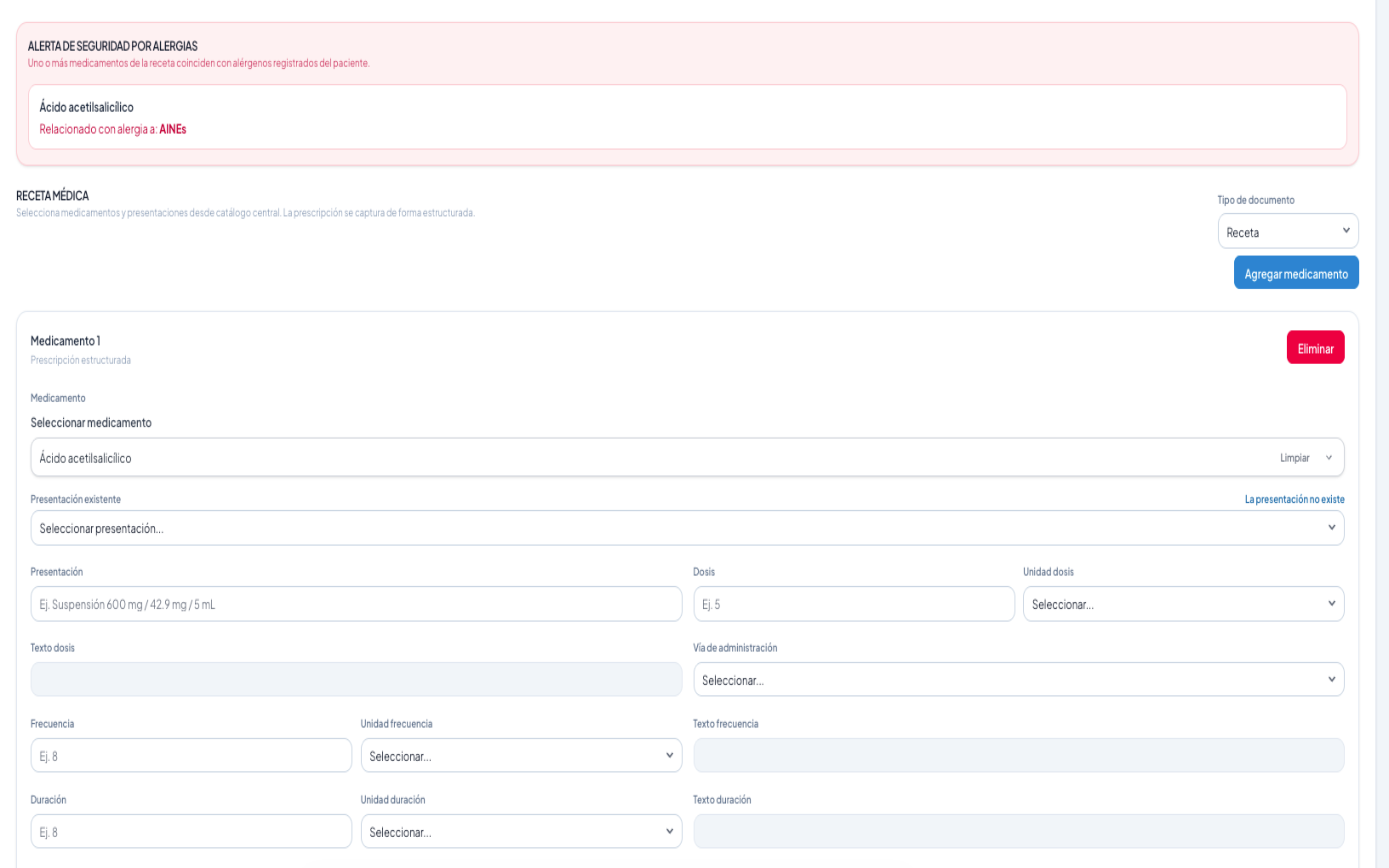 Receta inteligente en SAMVITALS