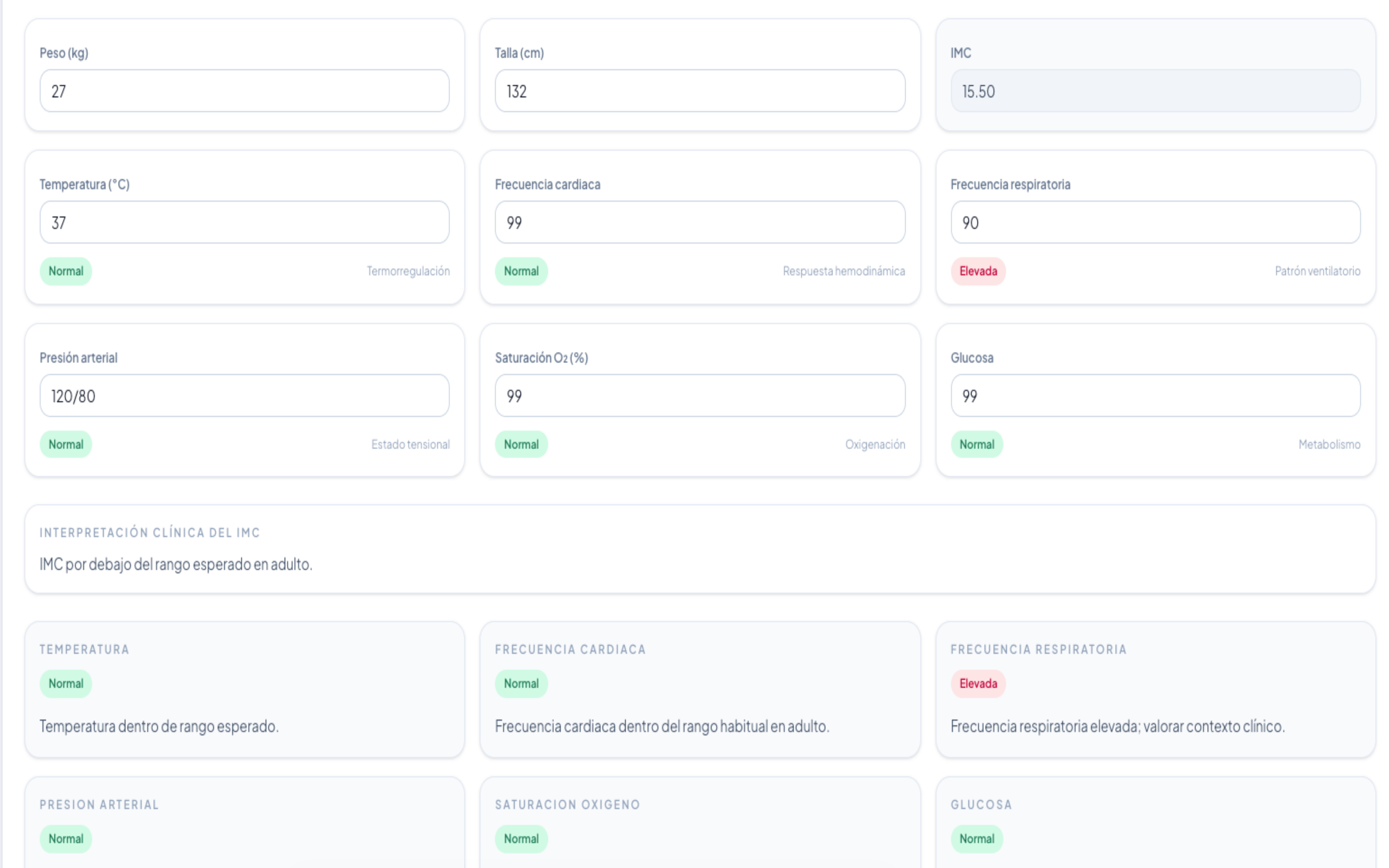 Notas SOAP y signos vitales en SAMVITALS